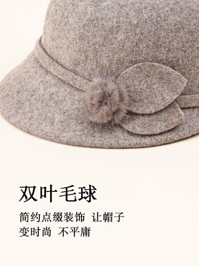 Hengyuanxiang middle-aged and elderly women's autumn and winter mother's woolen hat thickened and warm old lady hat gray one size adjustable