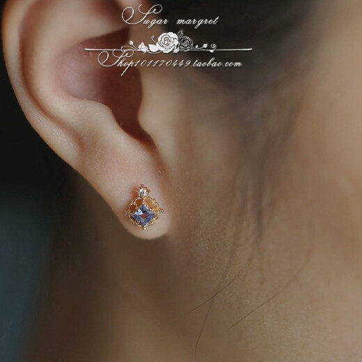 Evening Star Romance exquisite and small princess natural tanzanite sterling silver ring necklace earrings as shown in the picture a pair of earrings