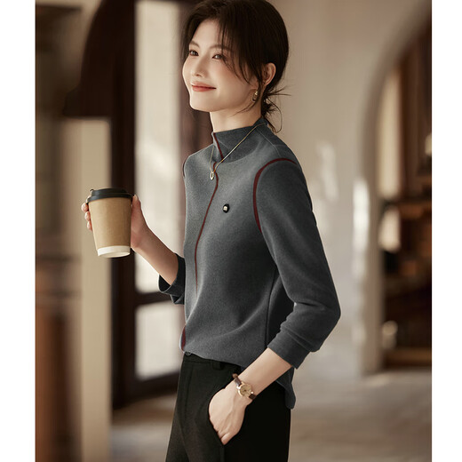 Shangjing velvet soft and comfortable inner style autumn and winter fashionable and versatile half turtleneck bottoming shirt for women