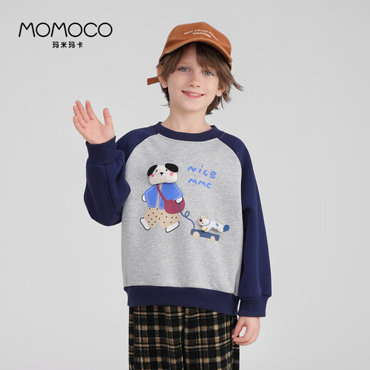 Mami Maka (MOMOCO) children's clothing boys' sweatshirts 2025 autumn and winter style fashionable sweatshirts for middle and large children Huahui 110