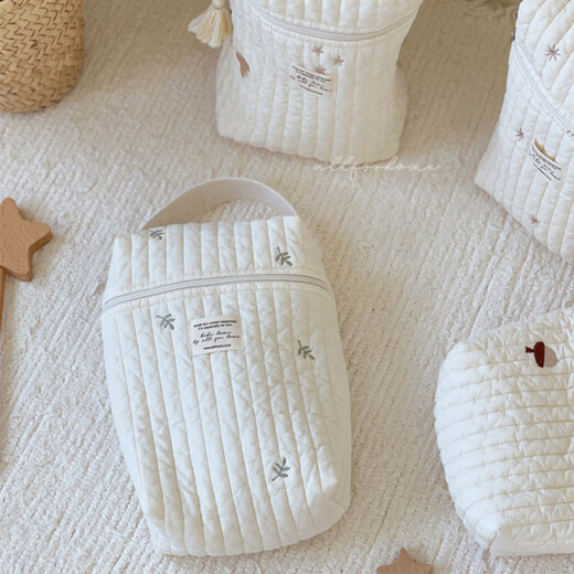 BIBK Japanese Mommy Bag Portable Diaper Bottle Storage Mother and Baby Bag Going Out Lightweight Stroller Bag Embroidered Handbag Snowflake Diaper Mother and Baby Bag