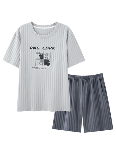 
Pajamas men's summer cotton 2025 new short-sleeved shorts summer men's high-end outdoor wear home clothing suit HDE9934 L