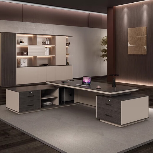 Boss desk office desk light luxury high-end president office desk and chair combination simple modern executive desk executive desk 1.8 meters boss desk (simple single cabinet)