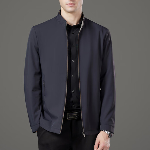 Lilanz 2025 New Lilang Autumn Jacket Men's Stand Collar Business Middle-aged Men's Executive Casual Jacket Dad's Top Navy Blue L 175/92