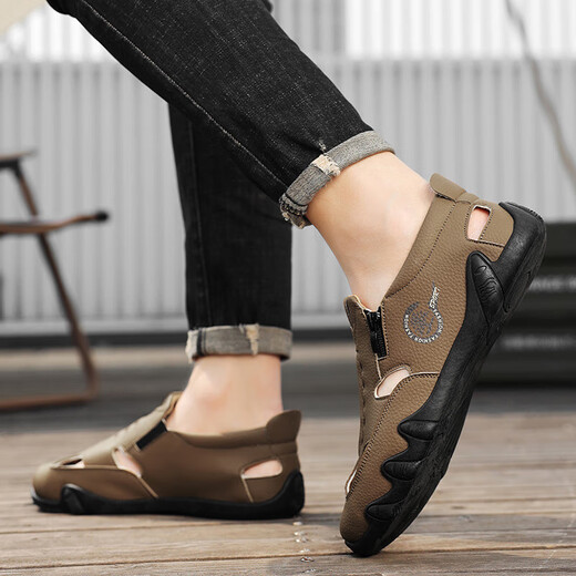 Sandalias para hombres Summer zapatillas populares zapatillas de playa Estilo deportivo al aire libre RESISTENTE RESISTENTE A LAN TAMAÑO ARRILLABLE ZAPATROS DE MENYES (JL) AS9909 BROWN 39