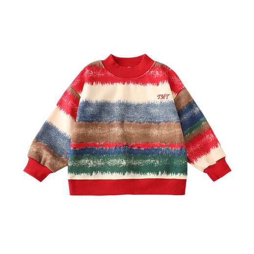 G.duck little yellow duck parent-child clothing autumn and winter suit for a family of three or four sweatshirts plus velvet thickened jeans mother and child family clothing colorful velvet sweatshirt 100 cm