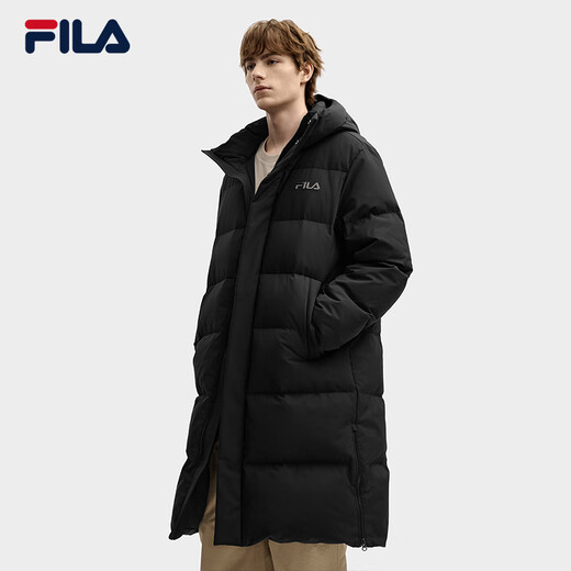 FILA Official RGB Down Men's and Women's Long Down Jacket 2025 Winter Couple's Hooded Cold Warm Jacket