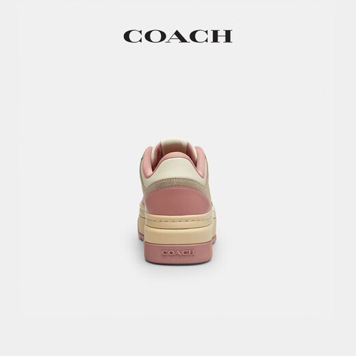 COACH new women's shoes thick-soled sneakers low-cut lace-up contrasting shoes retro versatile casual and comfortable commuting gray pink mixed color 38.5
