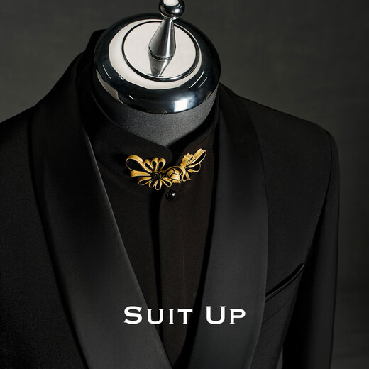 Xiuta Chinese style buckle green fruit collar wedding dress new Chinese style national style engagement formal suit tunic suit black dress top + pants two-piece set XL 52