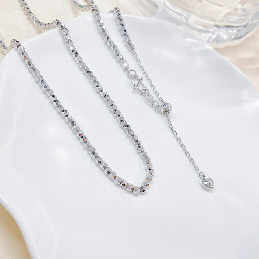 Beijing Gold Trading Center Co., Ltd. Platinum Necklace Women's pt950 Explosive Dandy Beads Platinum Clavicle Chain Birthday Valentine's Day Gift for Girlfriend and Wife About 12.81g