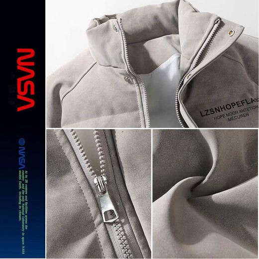 NASALIKE Official American Matte PU Leather Stand Collar Cotton Jacket Men's Winter High-Quality Handsome Cotton Clothes Loose Warm Casual Jacket Gray XL (Recommended 130-150Jin Jin equals 0.5kg)