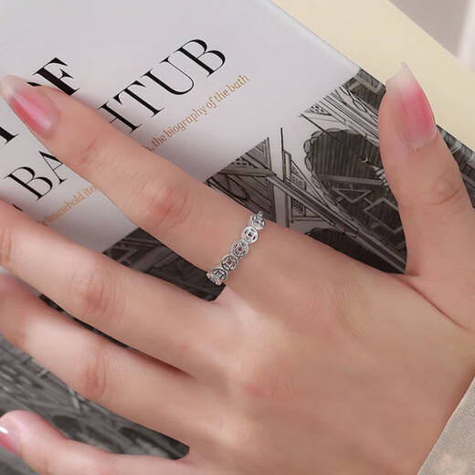 Pure silver fortune copper coin ring for men and women, closed-mouth silver ring, retro money tail ring, gift transfer, 3mm Qianduoduo ring, No. 18