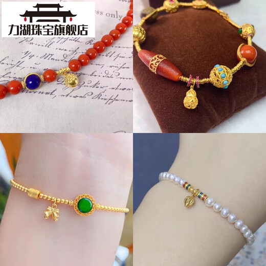 Lihu Lao Phoenix 999 quality 18k gold drip accessories 18K gold drip ancient gold lotus bell 18K pure gold No. 15 single star Lao Fengxiang quality