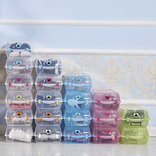 He Jiagong 8-pack large flip-top transparent shoe box dormitory shoe storage box simple dust-proof plastic shoe box transparent color (8-pack) 21.5x37x13cm