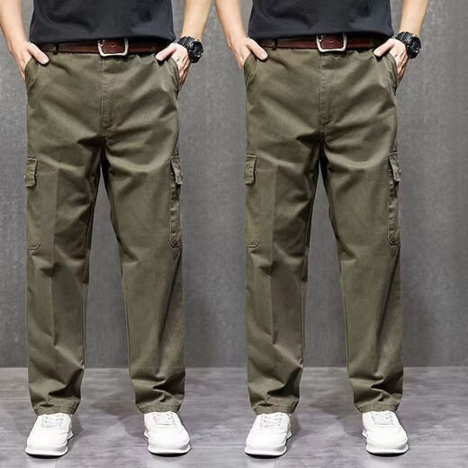 Work pants for men, wear-resistant loose six-pocket work clothes, construction site tear-proof work clothes, labor protection work pants, navy blue six-pocket work clothes 4XL 190 recommended 180-195 Jin Jin equals 0.5 kg