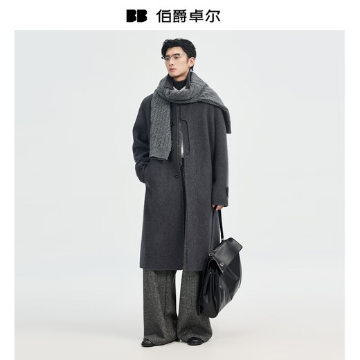 Piaget Zall mid-length wool cashmere double-sided wool coat for men 2025 early winter new commuter coat for men P541589 Mountain Gray XL (180)