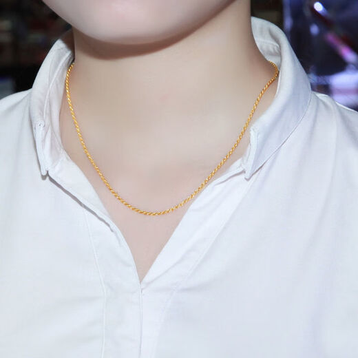 An Feng 999 gold-covered silver-covered gold rope twist necklace pure gold versatile plain chain Women's Day gift gold-covered silver chain small twist necklace weighing about 15 grams
