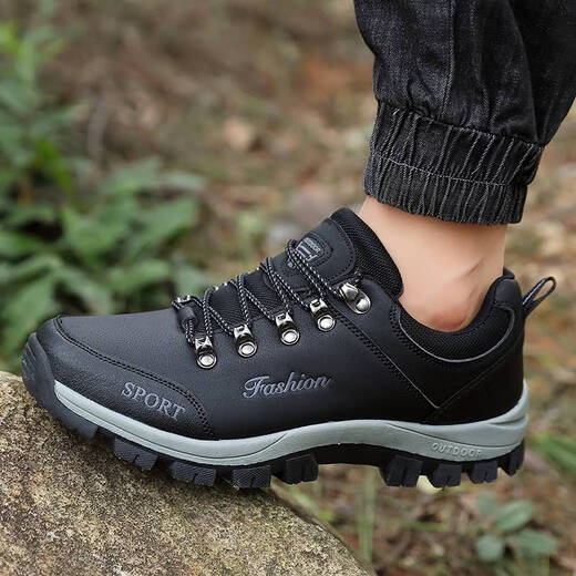 
Nanbowan Wu Gunner men's shoes, leather waterproof and non-slip casual shoes, autumn and winter soft sole outdoor hiking shoes, men's travel shoes, Gentleman gray-14088 38 _Sports shoes standard size
