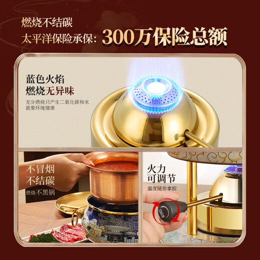 Diston small hot pot pot, one person, one pot, single hot pot, cloisonné copper hot pot special pot, enamel pot, gas inflatable stove, white lotus enamel single copper pot set, 17cm EU certified Taiwan imported stove core