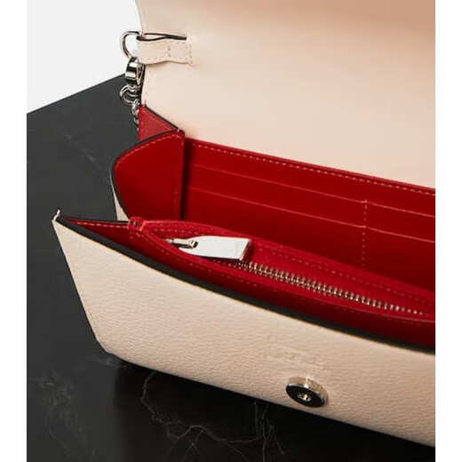 Luboting Light Luxury Women's Logo Leather Chain Wallet Beige One Size