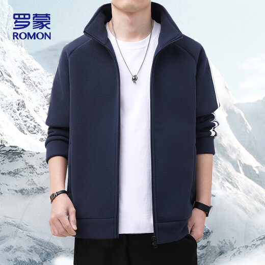 Romon Jacket Men's Autumn and Winter Casual Versatile Warm Windproof Polar Fleece Jacket Men's Dad Clothing 8868 Green XL