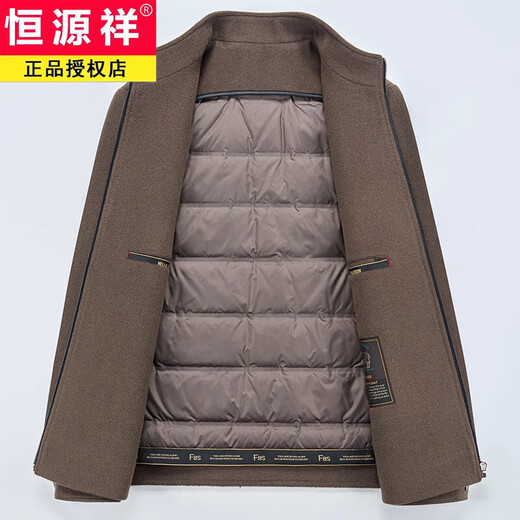 Hengyuanxiang autumn and winter wool jacket for middle-aged men and dads, short goose down double-sided woolen jacket for middle-aged and elderly people, camel M 170 100-120 Jin Jin equals 0.5 kg