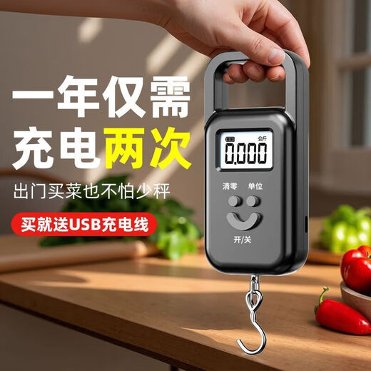 [Terminé par Zhang Chenguang] Échelle électronique portable Échelle portable portable Scale de ressort à haute précision de haute précision pesant les bagages alimentaires pesant la longue durée de vie de la batterie Modèle de chargement blanc 50 dollars [Jin est égal à 0,5 kg] - Précision 5 grammes