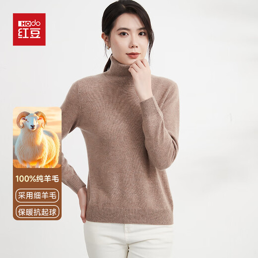Hongdou turtleneck 100% pure wool sweater for women autumn and winter new style pullover loose inner warm base sweater