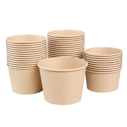 Paper bowls disposable whole box wholesale 500 disposable paper bowl lunch boxes thickened packaging boxes take-out lunch boxes picnic 700 type/natural color paper bowls 300 bowls full box more cost-effective
