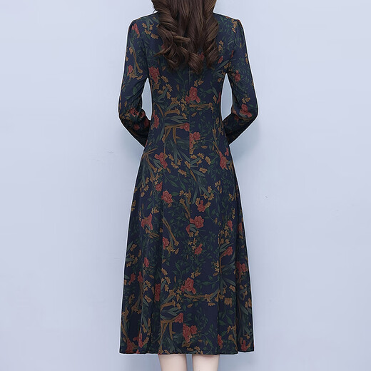 LISM [same style in the mall] high-end dress 2025 new improved cheongsam skirt for women, fashionable, middle-aged and old autumn, color, pocket M (95-104Jin [Jin equals 0.5 kg])