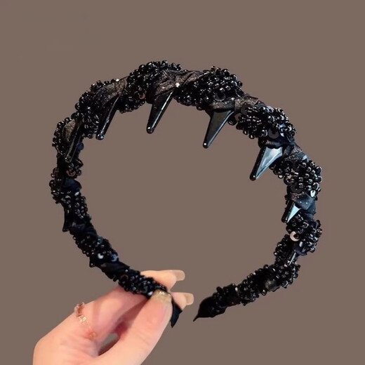 Princess of Paris Headband for Women 2025 New Light Luxurious Pressed Hair Headband Temperament Small Fragrance Style Beaded Wrap Hair Bundle Headband Princess of Paris Hairband Black 1 pc