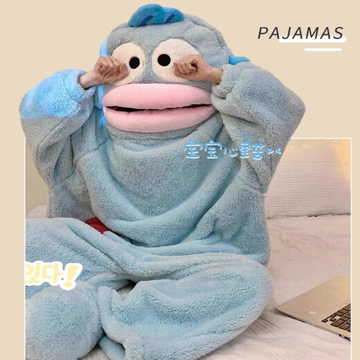 LZJV Clownfish One-piece Pajamas Teletubbies Autumn and Winter Sand Sculpture Funny Coral Velvet Home Clothes for Men and Women can be worn outside Hanton Clownfish One-piece Nightgown (single nightgown without shoes) M (100-120Jin Jin equals 0.5kg)