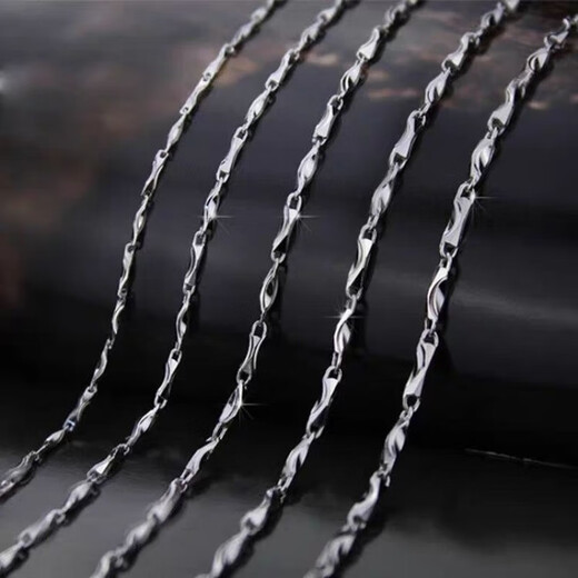 Model photo of Lao Phoenix 999pt950 platinum necklace for men and women ingot chain 18 necklace moissanite diamond clavicle necklace boyfriend gift platinum ingot chain for men and women (default length about 55cm 22.8g limited to 10% off)