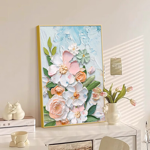 Yihuanyu Cream Style Living Room Decorative Painting Flower Entrance Hall Corridor Hanging Painting Sofa Back Background Wall Nordic Texture Mural