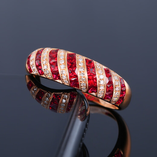 Yilu Jewelry, elegant lady style, pigeon blood red ruby ring for women, 18K gold inlaid with diamond and ruby row ring, 1.18 carat, pigeon blood ruby ring, elegant lady style, No. 14/Free circle change/Support national re-inspection/Fake 4 days off/Seven days appreciation