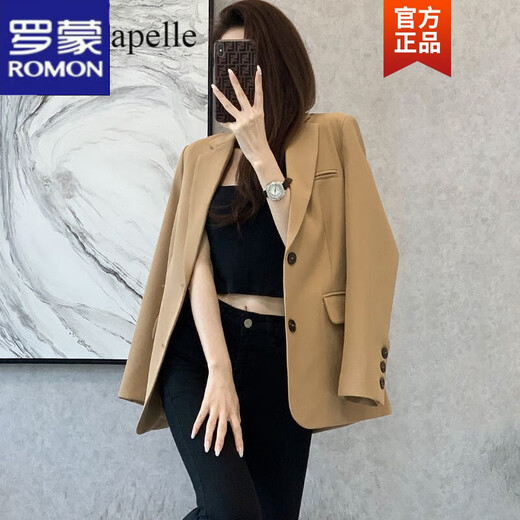 Romon Small Suit Women's 2022 Spring and Autumn New French Retro Casual Suit Temperament Design Small Fashion Jacket Black L