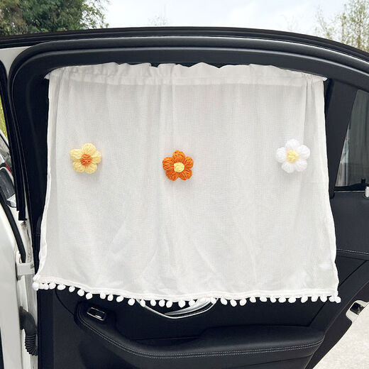 Litian suction cup car window sunshade cute baby baby child car window side window car rear window sun protection temperament rice flower - white hook single