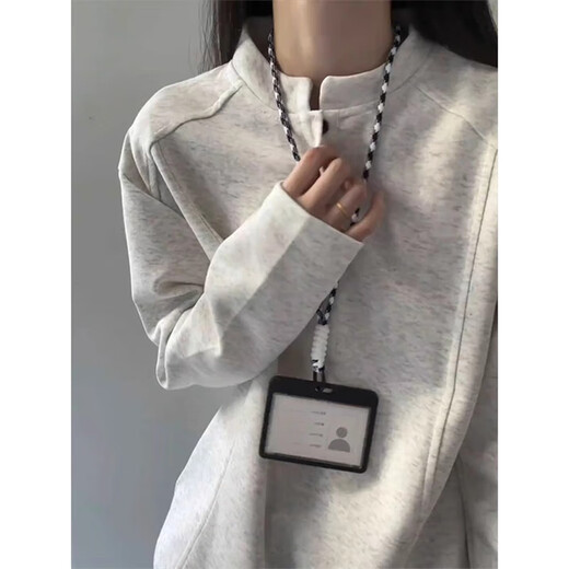 Yiran presents pullover sweatshirt for men in autumn and winter new style Henry collar deconstructed splicing design bottoming shirt versatile fashion top for men white gray M recommended 90-110Jin Jin is equal to 0.5 kg