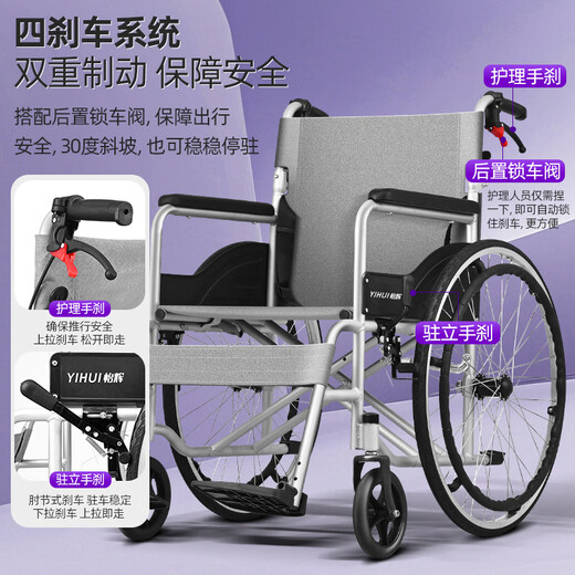 Yihui (YIHUI) Rollstuhl, speziell für ältere Menschen, klein, leicht, faltbar, tragbar für den häuslichen medizinischen Gebrauch für junge Menschen mit Frakturen, Xiaohuihui 600