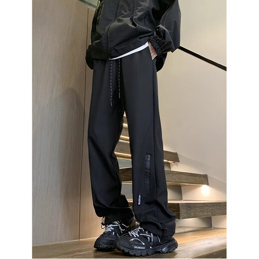 BAA AND BAA Assault Pants Men's Autumn and Winter Windproof and Waterproof Loose Straight Pants Wide Leg Sports 2025 Large Size Work Pants Black Velvet RK33-HMFS 2XL Recommended 145Jin Jin is equal to 0.5kg -160Jin Jin is equal to 0.5kg