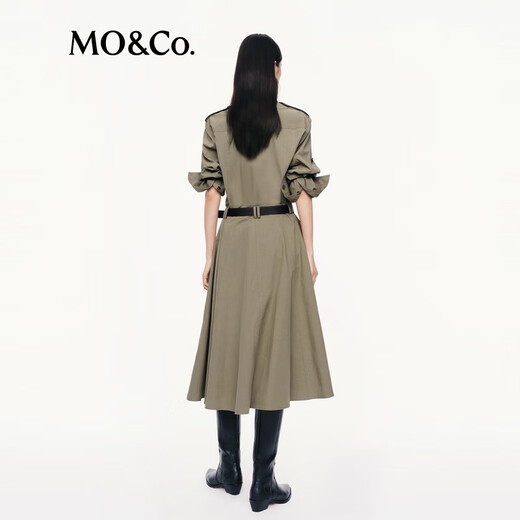 MO /CO. [C+ Serie] Kleid 2025 Herbst Neues Produkt Wash Wasser Baumwoll -Werkzeugrock mit Gürtel MBE3DRS007 Olivengrün S /160