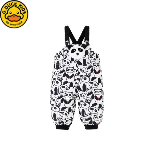 G.DUCKKIDS high-end children's down silk pants boys and girls overalls winter thickened baby down silk pants baby wear inside and outside A coffee color bear 90 cm