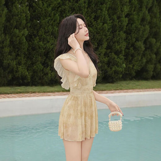 
YMEISHAN swimsuit women pure desire and super immortal one-piece 2025 hottest conservative belly-covering and slimming seaside swimsuit ginger M [84-98Jin [Jin equals 0.5 kg] Choose me]