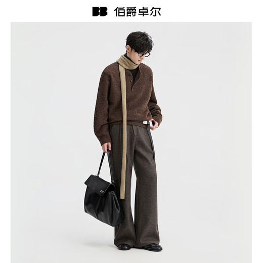 Piaget Zall Wool Henry Collar Pullover Sweater Men's 2025 Autumn and Winter New Commuting Sweater Men Y541511 Coco Brown L