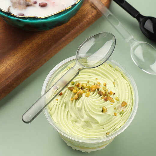 Gu Ming's same style milk tea disposable spoon individually packaged ice powder dessert shop food grade plastic thickened bibimbap spoon individually packaged disposable spoon 100 pieces