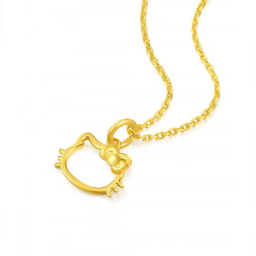 Chow Tai Sang gold pendant pure gold 999 Hello Kitty head Hello Kitty necklace clavicle chain Valentine's Day birthday gift to my girlfriend Birthday gift to my girlfriend