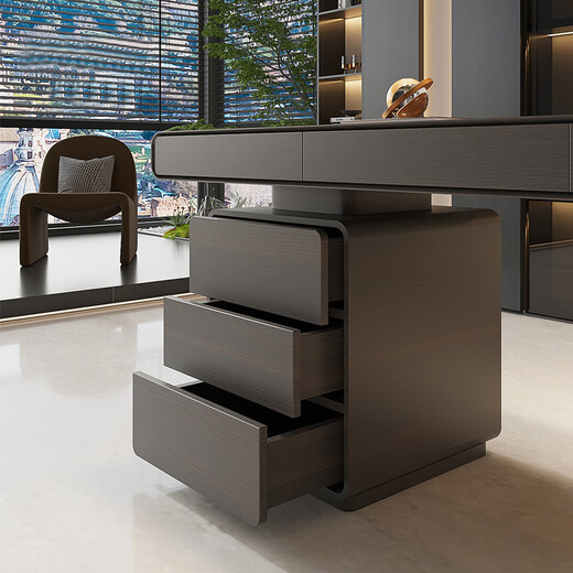 KSALOY study desk Italian light luxury double home living room modern high-end solid wood computer office boss desk study smoked ribbon smart plug-designer study desk 1.8 meters desk length 180_width 70_height 75cm Purchasing and sales factory inspection