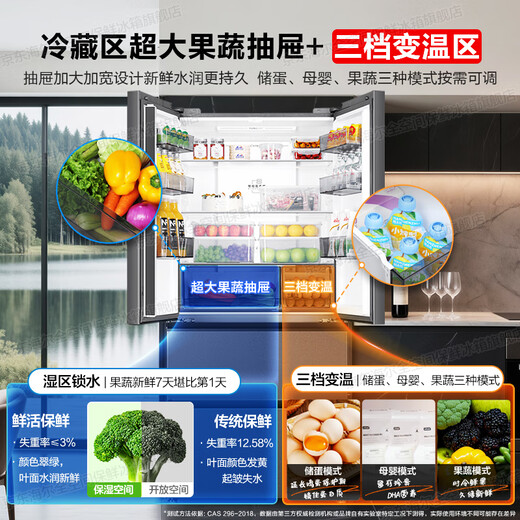 Haier Refrigerator produces Leader Dual System 575 2025 new product French multi-door household dual cycle air-cooled frost-free first-class energy efficiency variable frequency Leader refrigerator dual system dual cycle + ALP ultra-clean system + three-speed variable temperature