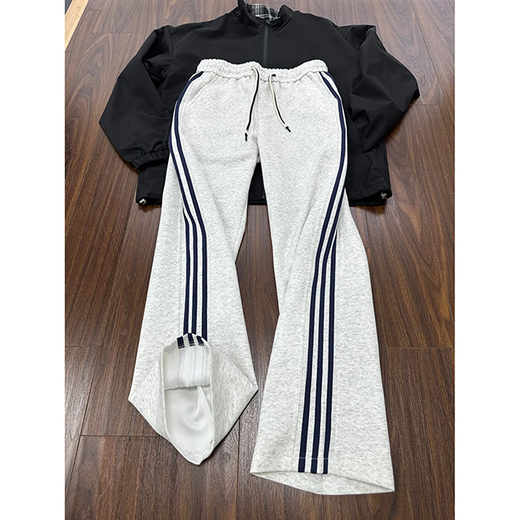 Katuchi American cleanfit striped casual pants men's spring and autumn loose trendy high street straight sportswear trousers white gray XL