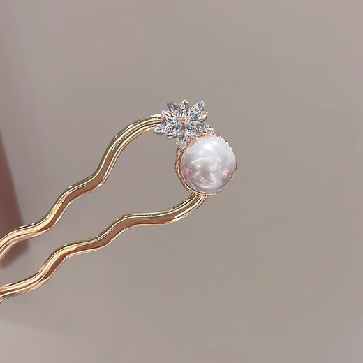 KZD old phoenix two generations happy flower hairpin ladies imitation pearl ancient style modern hairpin U-shaped hairpin comb